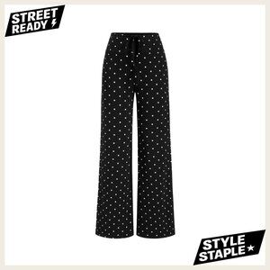 High Waist Wide Leg Lounge Pants Drawstring Casual Trousers Soft Cotton Blend